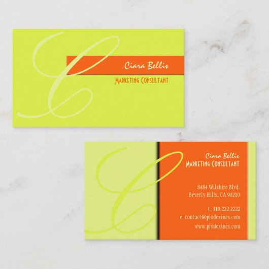 Monogram, toon op toon {klantgerichte achtergrond} visitekaartje (Voorkant / Achterkant)