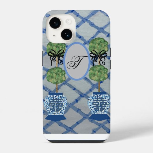 Monogram Topiary Ginger Jars iPhone / iPad case Hoesje (Achterkant)