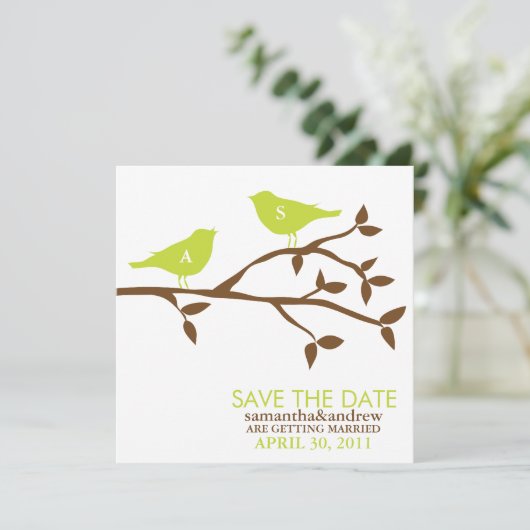 Monogram Tortelduifjes Weddenschap Sla de datumkaa Kaart (Staand voorkant)