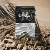 Monogram Tractor Farming Tillage Mannen Apparatuur Strandlaken