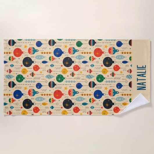 Monogram  traditioneel ornament Retro Strandlaken (Voorkant)