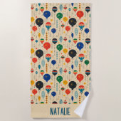 Monogram  traditioneel ornament Retro Strandlaken (Voorkant)