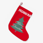 Monogram traditionele kerstboom Rood Groen Schatti Kleine Kerstsok (Voorkant (Hangend))