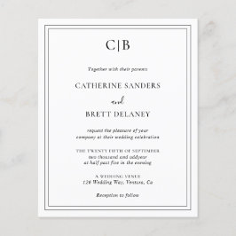 Monogram Traditionele uitnodiging tot weddenschapp Flyer