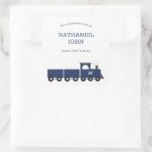 Monogram Train Boy Baby shower Bookplate Vierkante Sticker (Tas)