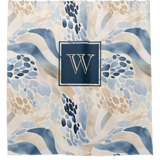 Monogram Tranquil Wave Pool Patroon Douchegordijn (Voorkant)