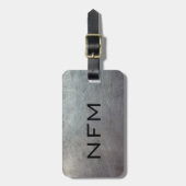 Monogram Travel Faux Scratched Metal Bagagelabel (Voorkant verticaal)