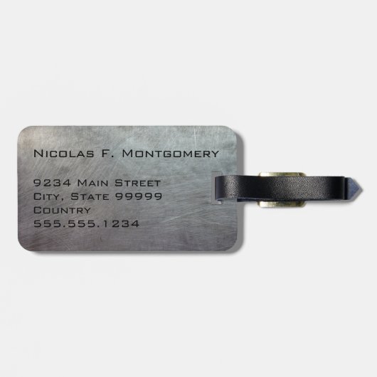 Monogram Travel Faux Scratched Metal Bagagelabel (Achterkant horizontaal)