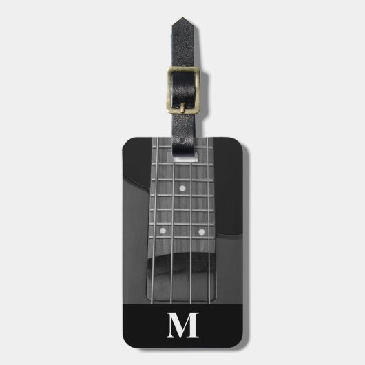 Monogram Travel Music Electric Bass Guitar Bagagelabel (Voorkant verticaal)