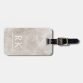 Monogram Travertijn Achtergrond Modern Travel Bagagelabel (Voorkant horizontaal)