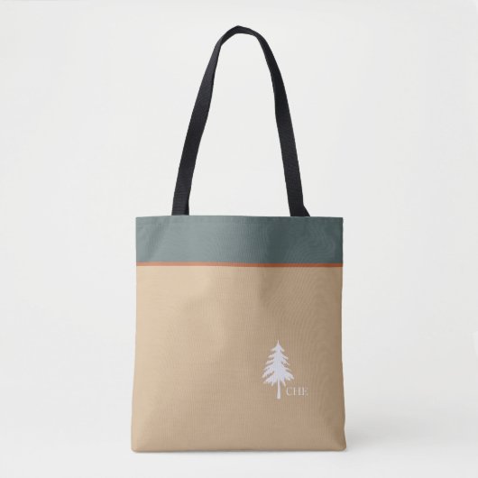 Monogram Tree Green Tan Natuur Geïnspireerd Tote Bag (Voorkant)