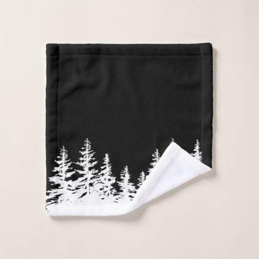 Monogram Trees Bath Towel Set Black and White Bad Handdoek (Wasdoekje)