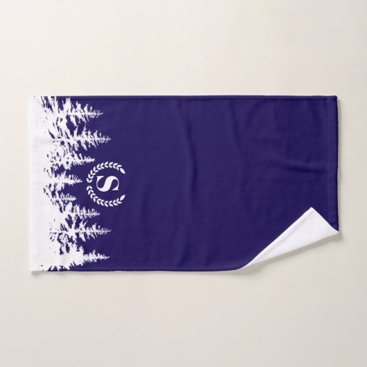 Monogram Trees Bath Towel Set Blue and White Bad Handdoek (Handdoek)
