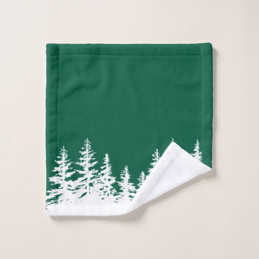 Monogram Trees Bath Towel Set Green and White Bad Handdoek (Wasdoekje)