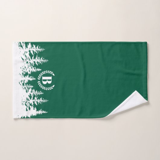 Monogram Trees Bath Towel Set  Green and White Bad Handdoek (Handdoek)