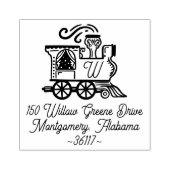 Monogram  Trein Kerstboom Levering Rubberstempel (Afrduk)