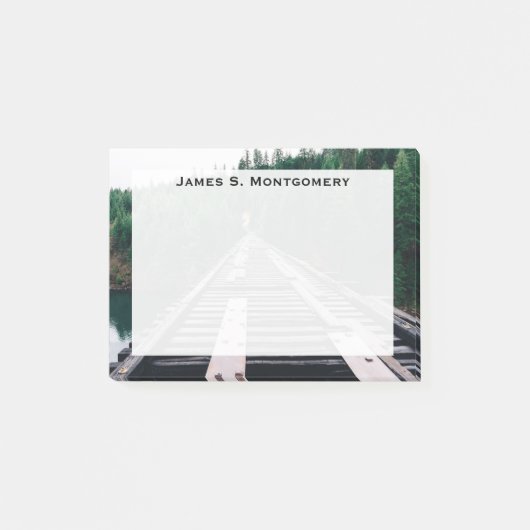 Monogram treinrailroad volgt groene Bossen water Post-it® Notes (Voorkant)