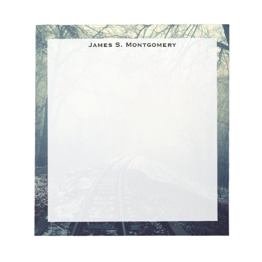 Monogram treinspoor Tracks Winter Snow Fog Notitieblok (Voorkant)