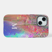 Monogram Trendy Acryl Abstract iPhone 15 Case (Achterkant horizontaal)