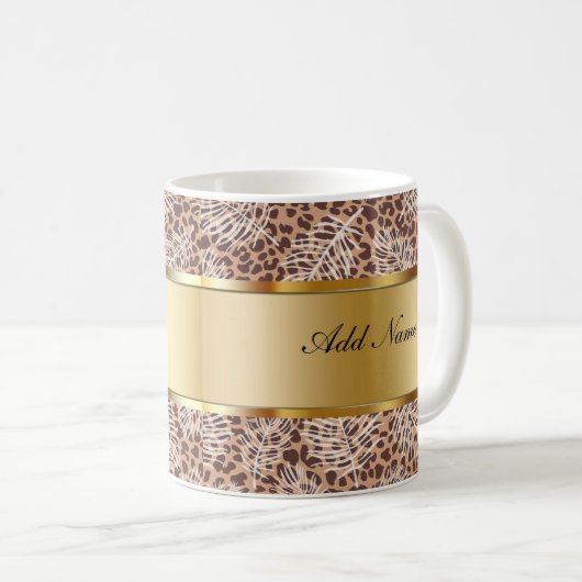 Monogram Trendy Coffee Mugs Leopard Pattern Koffiemok (Voorkant rechts)