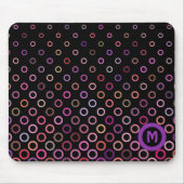 Monogram Trendy Colorful Circles on Black Muismat (Voorkant)
