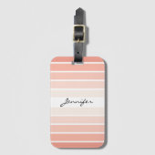 Monogram Trendy Coral Pastel Stripes Bagagelabel (Voorkant (verticaal))