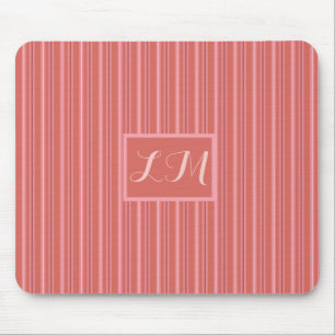 Monogram Trendy & Cute Pink Stripes Muismat