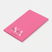 Monogram Trendy Esthetisch Hot Pink Large Custom Post-it® Notes (Schuin)