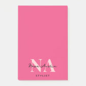 Monogram Trendy Esthetisch Hot Pink Large Custom Post-it® Notes (Voorkant)