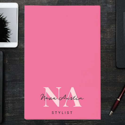 Monogram Trendy Esthetisch Hot Pink Large Custom Post-it® Notes