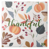 Monogram Trendy Herfstpatroon 6x6 Keramische Tegel Tegeltje (Voorkant)