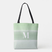 Monogram Trendy Initiaal Stijlvolle Groene Stripes Tote Bag (Achterkant)