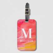 Monogram Trendy Modern Girly Chic Abstract Stijlvo Bagagelabel (Voorkant (verticaal))