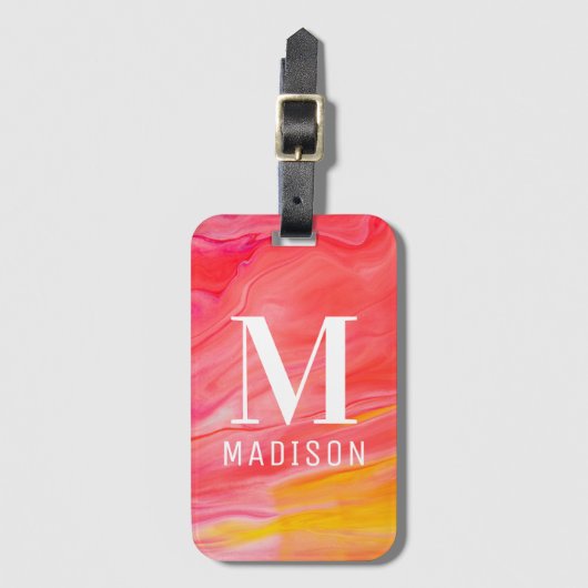 Monogram Trendy Modern Girly Chic Abstract Stijlvo Bagagelabel (Voorkant (verticaal))