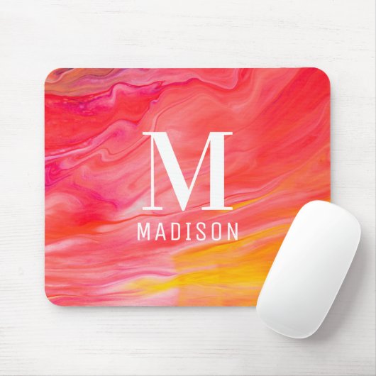 Monogram Trendy Modern Girly Chic Abstract Stijlvo Muismat (Met muis)