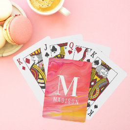 Monogram Trendy Modern Girly Chic Abstract Stijlvo Pokerkaarten