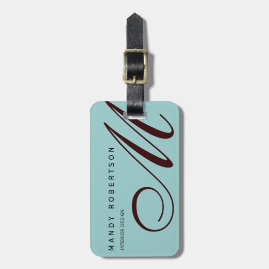 Monogram Trendy Modern voegt Jouw naam toe Bagagelabel (Voorkant verticaal)