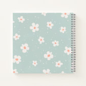 Monogram trendy pastel blauw blauw bloempatroon wi notitieboek (Achterkant)