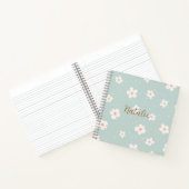 Monogram trendy pastel blauw blauw bloempatroon wi notitieboek (Binnen)