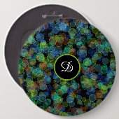 Monogram trendy retro polka dots ronde button 6,0 cm (Voorkant /achterkant)