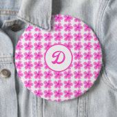 Monogram Trendy Retro Roze  Bloemen initiaal Ronde Button 6,0 Cm (In situ)