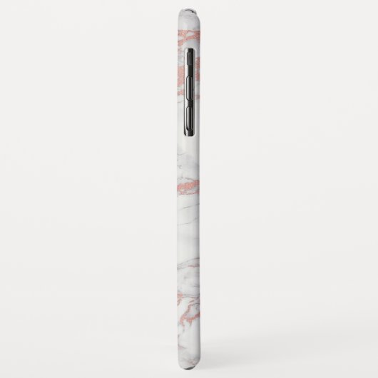 Monogram Trendy Roos Gold en witte marmer Case-Mate iPhone Case (Achterkant/links)