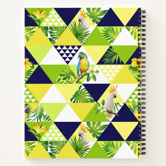 Monogram Trendy Tropical Cockatau Parrot Floral Notitieboek (Achterkant)