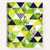 Monogram Trendy Tropical Cockatau Parrot Floral Notitieboek (Voorkant)
