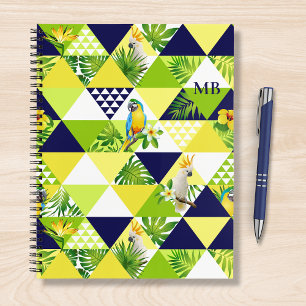Monogram Trendy Tropical Cockatau Parrot Floral Notitieboek