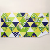 Monogram Trendy Tropical Cockatau Parrot Floral Strandlaken (Voorkant)