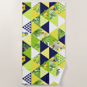 Monogram Trendy Tropical Cockatau Parrot Floral Strandlaken (Voorkant)