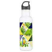 Monogram Trendy Tropical Cockatau Parrot Floral Waterfles (Voorkant)