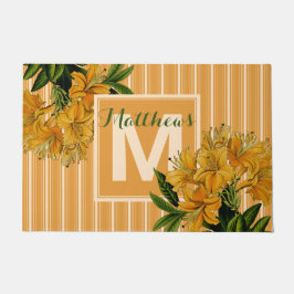 Monogram Trendy Turmeric Stripes  Floral Deurmat