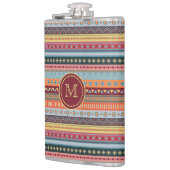 Monogram Tribal Colorful Geometric Pattern Flask Heupfles (Links)